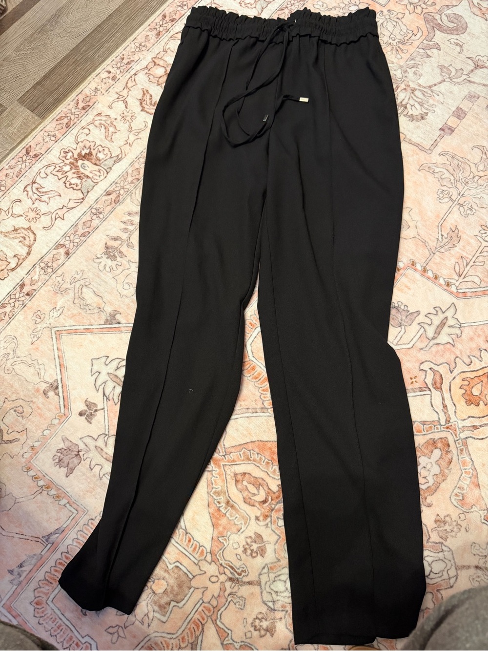 Zara Black Drawstring Tailored Trousers